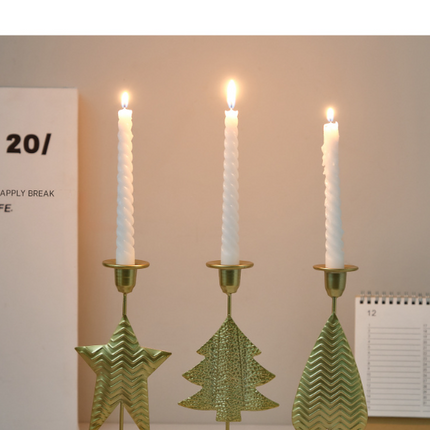 White Elegant Star Metal Candlestick Holder - Decorative Taper Candle Stand for Home, Tabletop & Special Occasions