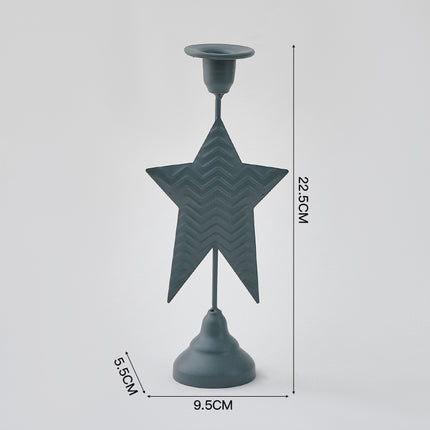 Grey Elegant Star Metal Candlestick Holder - Decorative Taper Candle Stand for Home, Tabletop & Special Occasions
