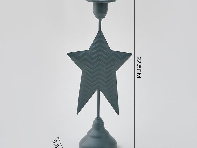 Grey Elegant Star Metal Candlestick Holder - Decorative Taper Candle Stand for Home, Tabletop & Special Occasions