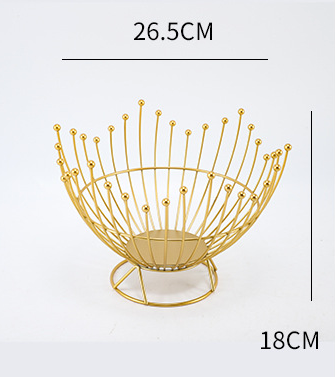 Pedestal Base Gold Modern Metal Wire Fruit Basket Bowl - Countertop Storage for Fruit & Snacks