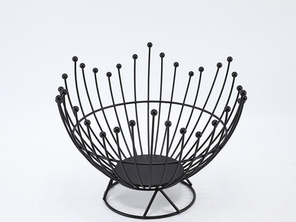 Pedestal Base Black Modern Metal Wire Fruit Basket Bowl - Countertop Storage for Fruit & Snacks