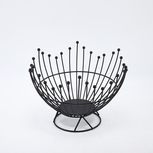 Pedestal Base Black Modern Metal Wire Fruit Basket Bowl - Countertop Storage for Fruit & Snacks