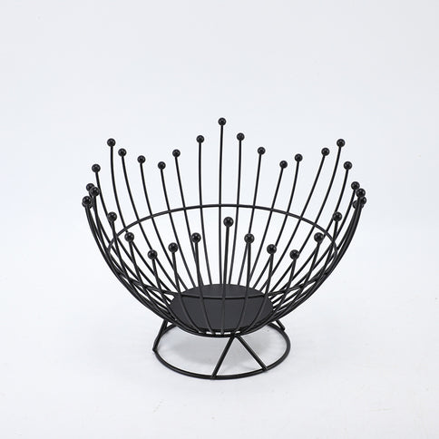 Pedestal Base Black Modern Metal Wire Fruit Basket Bowl - Countertop Storage for Fruit & Snacks