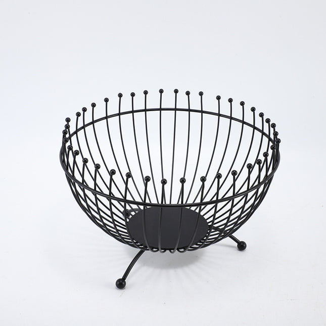 Small Feet Black Modern Metal Wire Fruit Basket Bowl - Countertop Storage for Fruit & Snacks