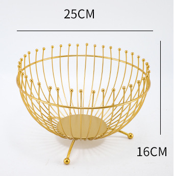 Small Feet Gold Modern Metal Wire Fruit Basket Bowl - Countertop Storage for Fruit & Snacks