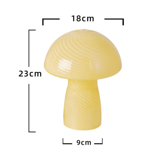Stripe-Pure Orange Retro Swirl Glass Mushroom Table Lamp - LED Bedside Night Light