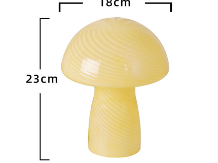 Speckled Orange Retro Swirl Glass Mushroom Table Lamp - LED Bedside Night Light