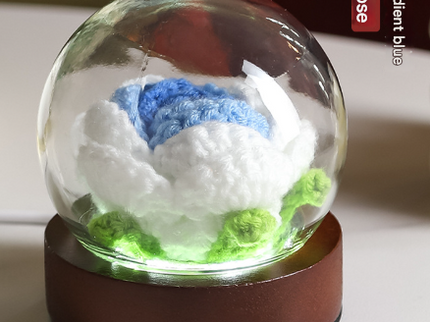 Gradient Blue Rose Knitted Flower LED Dome Lamp - USB Touch 3-Color Night Light