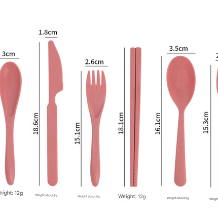 Dark Grey Durable Eco-Friendly Wheat Straw Dinnerware Set - 24 Pieces with Plates, Bowls, Cups & Cutlery