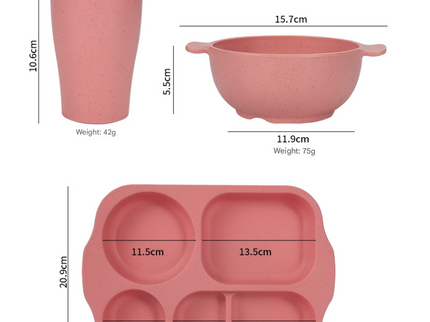 Green Durable Eco-Friendly Wheat Straw Dinnerware Set - 24 Pieces with Plates, Bowls, Cups & Cutlery