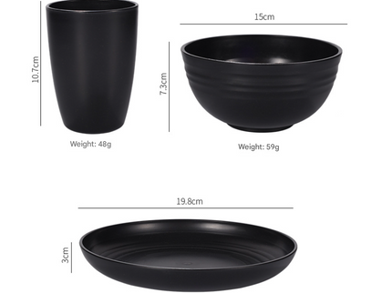 Stylish White Wheat Straw Dinnerware Set - 24 Pieces Including Plates, Bowls & Cups