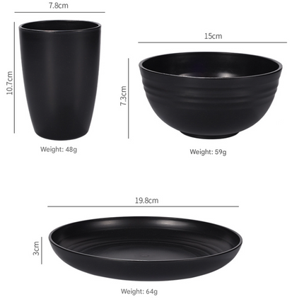 Stylish White Wheat Straw Dinnerware Set - 24 Pieces Including Plates, Bowls & Cups