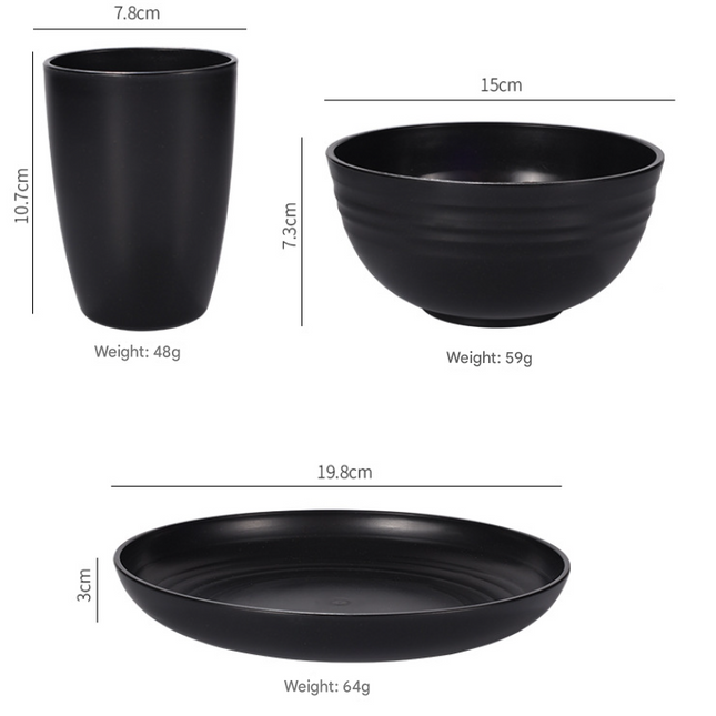Stylish White Wheat Straw Dinnerware Set - 24 Pieces Including Plates, Bowls & Cups