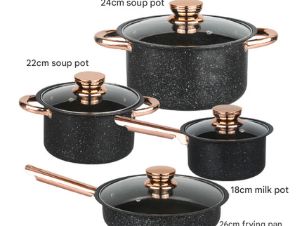 8-Piece Stainless Steel Cookware Set with Maifan Stone Non-Stick Coating