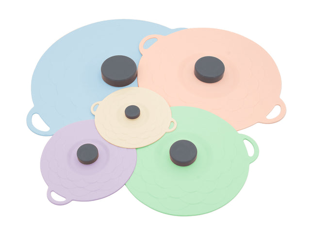 Multicolor Two-Set Five-Piece Silicone Fresh-Keeping Lids - Heat-Resistant, Anti-Spill, and Dust-Proof