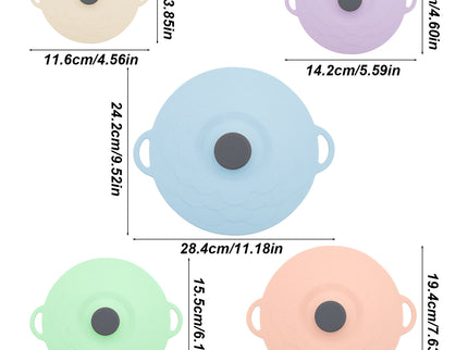 Multicolor Two-Set Five-Piece Silicone Fresh-Keeping Lids - Heat-Resistant, Anti-Spill, and Dust-Proof