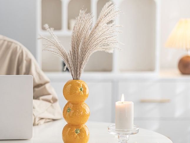 Orange Nordic-Style Minimalist Fruit and Flower Vase - Modern Home Decor