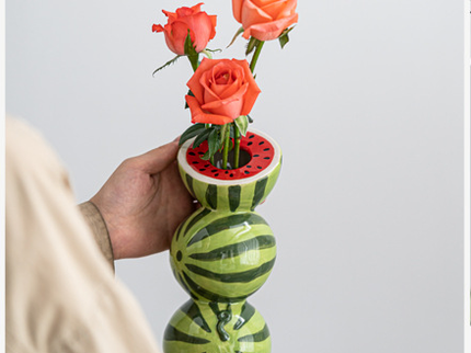 Watermelon Nordic-Style Minimalist Fruit and Flower Vase - Modern Home Decor