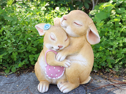 Hug Rabbits Cute Rabbit Resin Garden Ornament - Charming Outdoor Decor