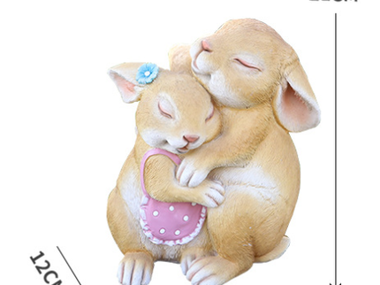 Hug Rabbits Cute Rabbit Resin Garden Ornament - Charming Outdoor Decor