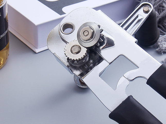 Heavy-Duty Manual Can Opener with Ergonomic Grip - Stainless Steel Cutter & Bottle Opener