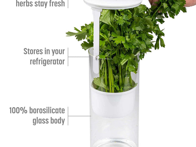 White Premium Herb Savor & Freshness Keeper - Extends Life of Herbs, Cilantro, Parsley & More