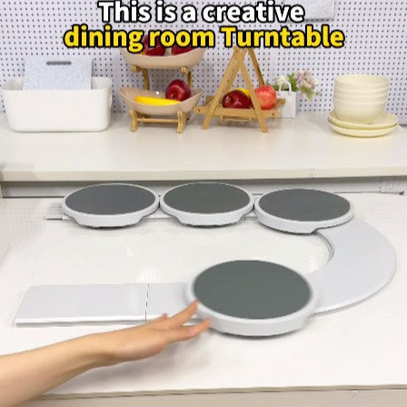White 8 discs TheLazy Susan Revolution - Portable 22cm Rotating Food Tray for Easy Sharing