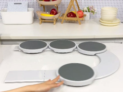 White 6 discs TheLazy Susan Revolution - Portable 22cm Rotating Food Tray for Easy Sharing
