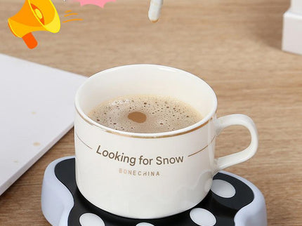 Blue Cute Paw Print Self-Stirring Coaster - Electric Coffee & Milk Mixer