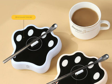 Blue Cute Paw Print Self-Stirring Coaster - Electric Coffee & Milk Mixer