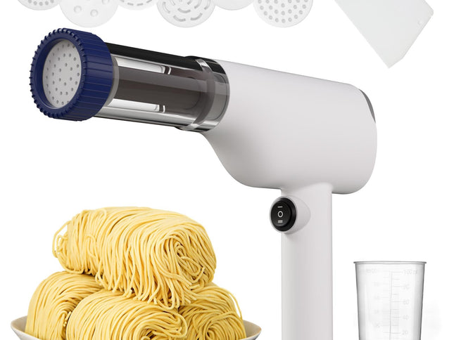 White Portable Rechargeable Noodle Maker - Multiple Shaping Discs