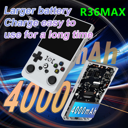 R36MAX Handheld Retro Game Console - 4.0 IPS Screen Open Source Linux 4000mAh Battery 30+ Emulators(white)"