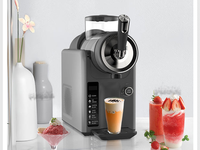 Dark Grey Compact Home Cold Drink & Ice Cream Maker – Multi-Functional Slush, Milkshake, Coffee, Cocktail & Ice Cream Machine with Auto-Clean Function (AU Plug)