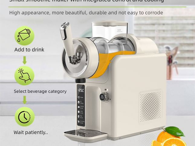 White Compact Home Cold Drink & Ice Cream Maker – Multi-Functional Slush, Milkshake, Coffee, Cocktail & Ice Cream Machine with Auto-Clean Function (AU Plug)