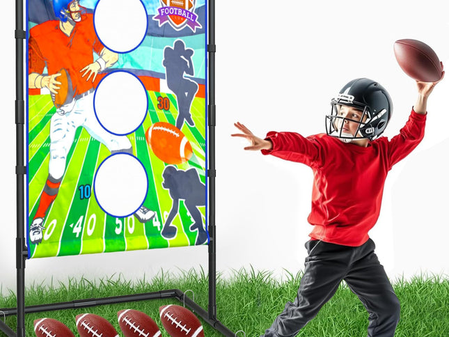Outdoor/Indoor Portable Rugby Toss Game Set - Football Target Frame &  Rugby Toss Activity Toy, Durable & Easy Assembly Sports Equipment