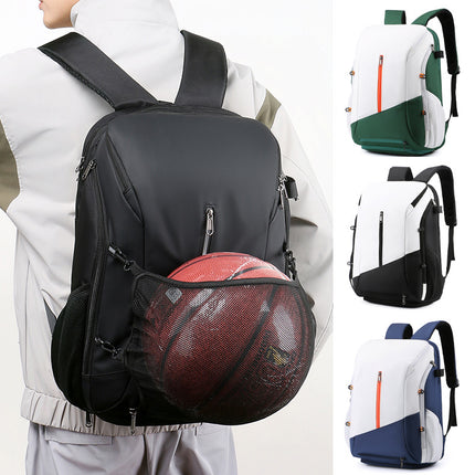 Black Multi-functional Sports Backpack for Men & Women - Waterproof Basketball, Badminton, Tennis & Soccer Bag with Shoe Compartment + Net