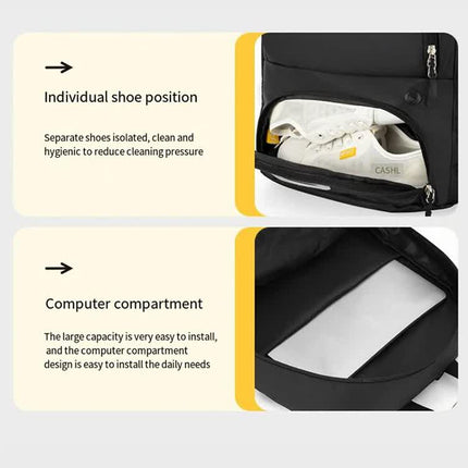 Grey Sports Backpack with Separate Shoe & Ball Compartments - Waterproof Gym Bag for Basketball, Soccer, Travel & Daily Use