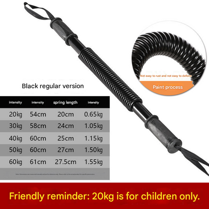 Black Power Twister Bar Upper Body Workout Equipment Chest Expander Arm Strengthener Spring Exerciser for Men Home Gym(60kg)