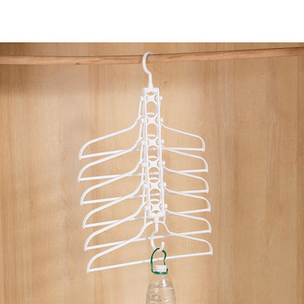 2-SET Space-Saving 6-in-1 Foldable Hanger Set Multi-Functional Closet Organizer Clothes Drying Rack with Pant Clips (White & White Clip Upgrade Edition) Ideal for Homes and Dorm Rooms