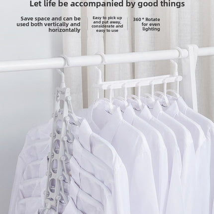 2-SET Space-Saving 6-in-1 Foldable Hanger Set Multi-Functional Closet Organizer Clothes Drying Rack with Pant Clips (Gray & Gray Clip Upgrade Edition) Ideal for Homes and Dorm Rooms