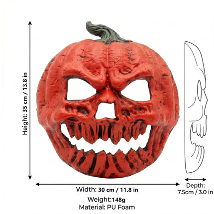 2-pack Scary Pumpkin Mask - PU Foam Pumpkin Head Costume Prop, DIY Halloween Party Decoration for Carnival, Fancy Dress, Birthdays and Festive Displays