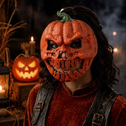 2-pack Scary Pumpkin Mask - PU Foam Pumpkin Head Costume Prop, DIY Halloween Party Decoration for Carnival, Fancy Dress, Birthdays and Festive Displays