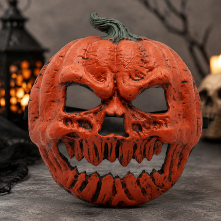 3-pack Scary Pumpkin Mask - PU Foam Pumpkin Head Costume Prop, DIY Halloween Party Decoration for Carnival, Fancy Dress, Birthdays and Festive Displays
