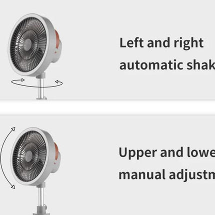 White Portable Outdoor Tripod Fan – USB Rechargeable Camping Fan with Remote Control, Folding & Adjustable for Outdoor Activities and Travel