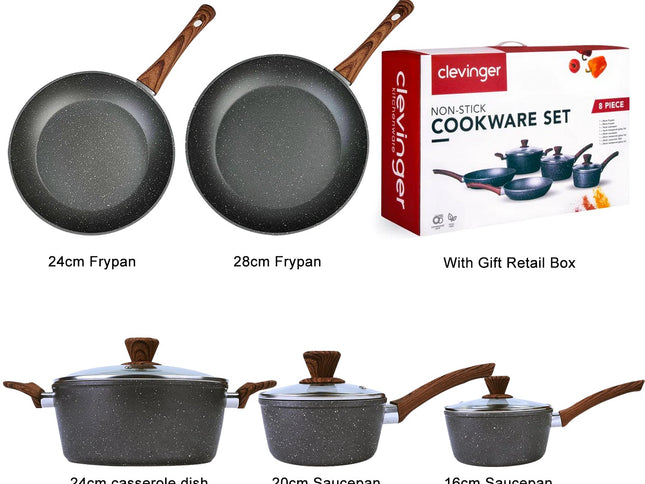 5Pieces Non-Stick Marble Coating Saucepan/Casserole/Fry Pan Cookware Set