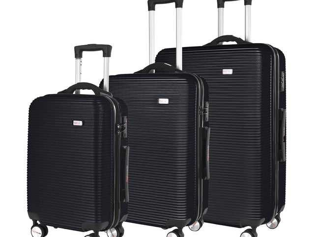 3-Piece Digital Luggage Set (20″/24″/28″) with Weighing Scale & USB Charging – Black