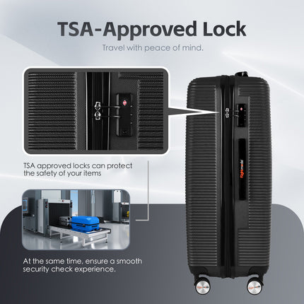 24" Digital Weighing Scale and USB Charging Port Lightweight Luggage Suitcase Silver Black