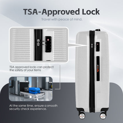 24" Digital Weighing Scale and USB Charging Port Lightweight Luggage Suitcase Silver