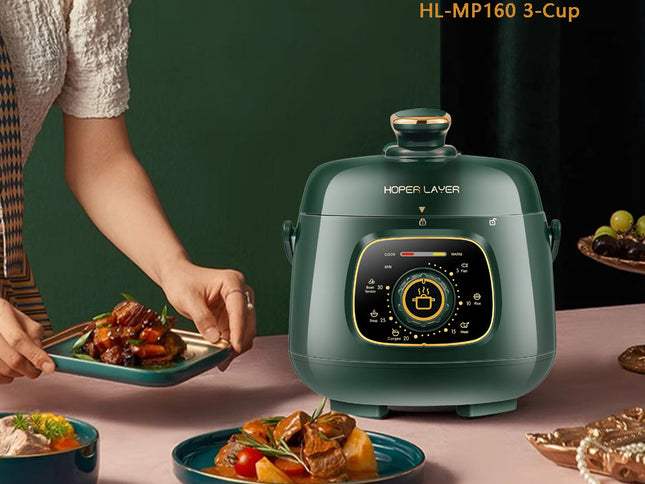 Hoper Layer Mini Electric Pressure Cooker – HL-MP160 3-Cup Small Rice Cooker