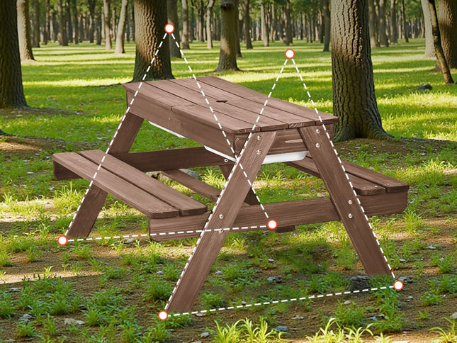 VEVOR Picnic Table Wooden Tables and Bench Set Umbrella Garden Indoor Outdoor